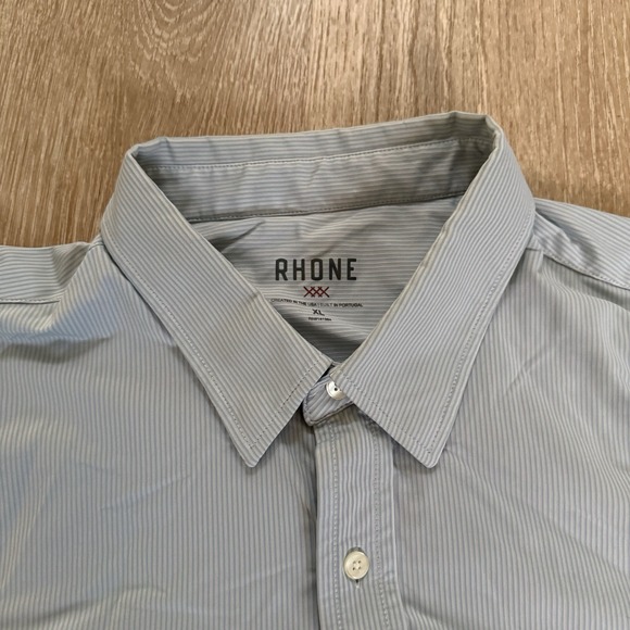 Rhone Commuter Shirt Mens XL White Green Striped LS Button Performance Stretch - Picture 4 of 8